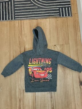 Disney Gray Hoodie with Red Lightning McQueen Graphic